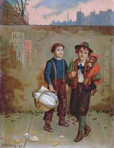 Beggars and a Monkey 1893 by Augustus Edward Mulready
