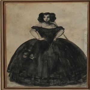 Woman In A Black Crinoline Dress