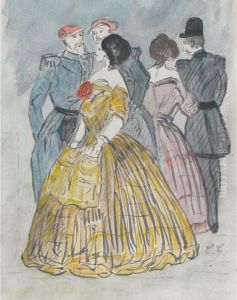Gathering Of Elegant Ladies And Officers At Areception