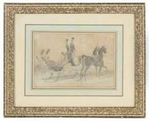 Elegant Ladies In A Horse And Carriage by Constantin Guys