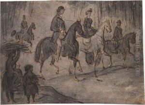 Reiter Im Bois De Boulogne by Constantin Guys