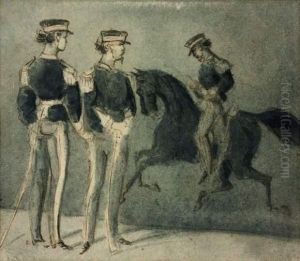 Un Cavalier Et Deux Militaires by Constantin Guys
