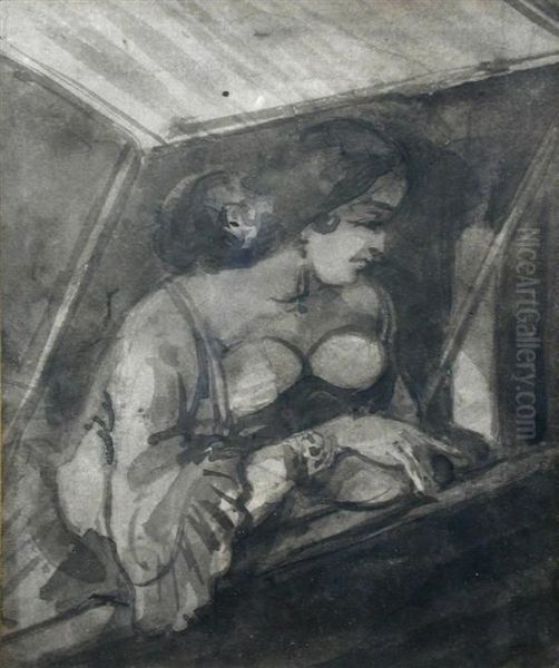 A Courtesan Watching From A Balcony - view 1