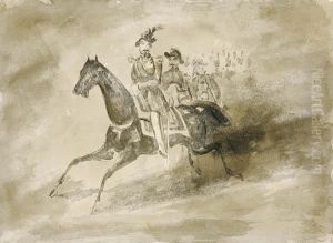 A Carriage Scene And A Cavalry Charge by Constantin Guys