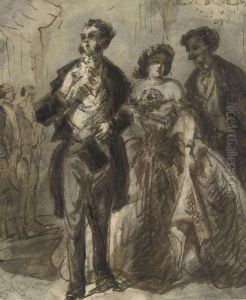 Un Couple D'elegants, Un Homme A L'arriere-plan