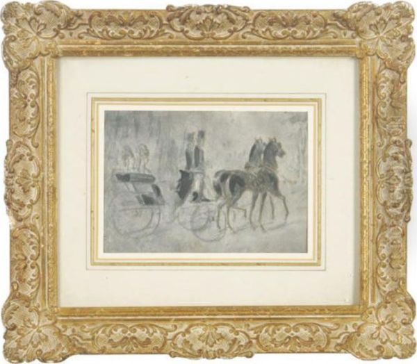 Two Elegant Ladies In A Horse-drawn Carriage - view 1