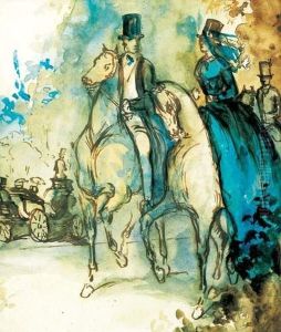 Cavalier Et Amazone A Hyde Park by Constantin Guys