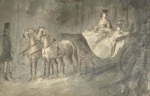 Lot De Deux Oeuvres: Au Bois De Boulogne Et Napoleon Iii A Cheval - view 1