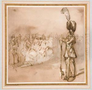 Un Tambour-major Devant Des Musiciens Militaires