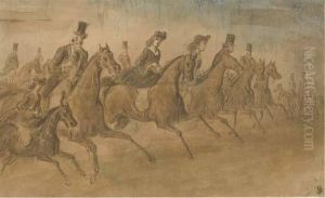 Des Hommes Et Des Femmes A Cheval by Constantin Guys