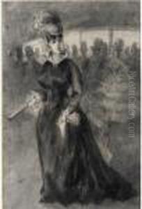 Une Femme Au Promenoir by Constantin Guys