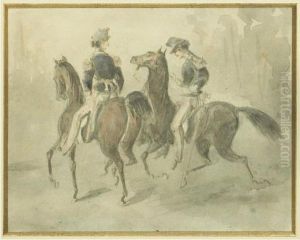 Militaires A Cheval by Constantin Guys