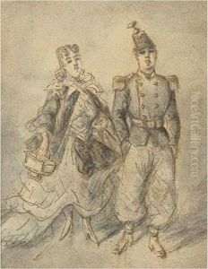 The Soldier And His Girl by Constantin Guys