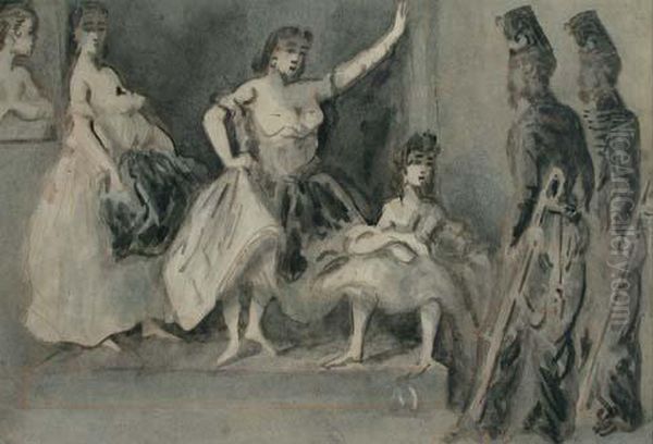 Groupe De Trois Femmes Et Deux Soldats - view 1