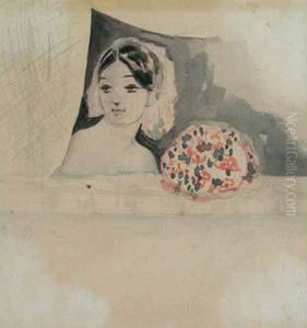 Jeune Femme Au Bouquet Dans Une Loge De Theatre by Constantin Guys