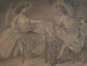 Deux Femmes Au Salon by Constantin Guys