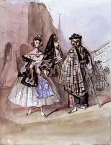 Espagnoles A La Mantille Et Hidalgo by Constantin Guys