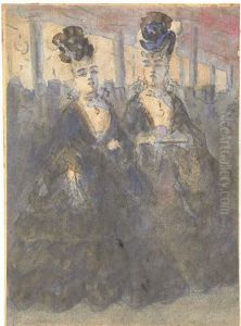 Two Lorettes At The Theatre; And An Intermission At Thetheatre by Constantin Guys