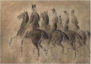 Riding In The Park by Constantin Guys