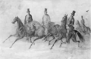 Trois Gentilshommes A Cheval Et Un Groom Trois Gentilshommes A Cheval Et Un Groom