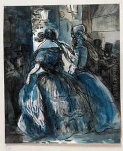 L'entree Au Concert Aquarelle by Constantin Guys