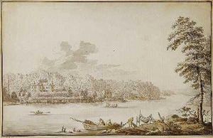 Bewaldete Schwedischeflusslandschaft Mit Fischern by Jacob Philipp Hackert