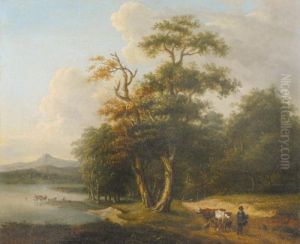 Paysage De Riviere Anime D'une Scene Pastorale by Jacob Philipp Hackert