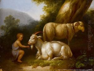 Ziege Und Schaf Mit Einem Knaben by Jacob Philipp Hackert