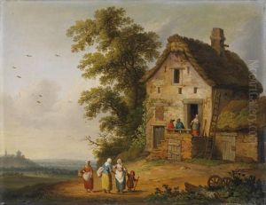 Zwei Landschaften Mit Bauernhausern by Jacob Philipp Hackert