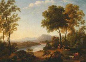 Paesaggio Arcadico Con Un Fiume E Un Acquedotto Sullo Sfondo