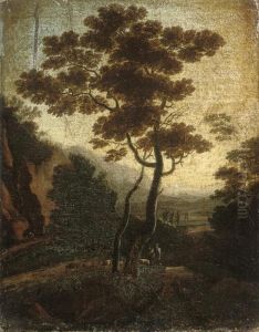 A Wooded Landscape With A Shepherd And His Flock On A Track by Jacob Philipp Hackert