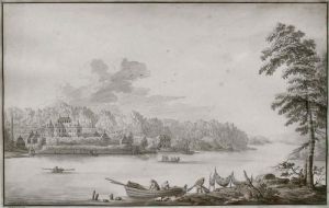 Bewaldete Schwedische Flusslandschaft Mit Fischern by Jacob Philipp Hackert