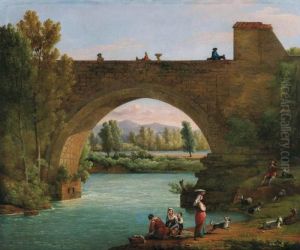 Paesaggio Con Lavandaie Al Fiume by Jacob Philipp Hackert