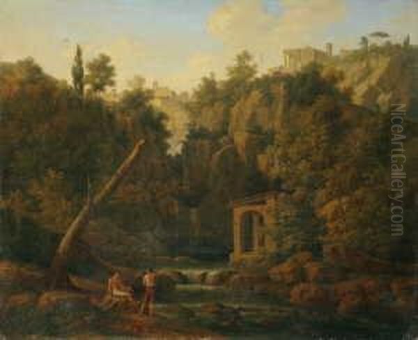 Umkreis Blick Auf Tivoli. Ol Auf Leinwand . H 50; B 61 Cm - view 1