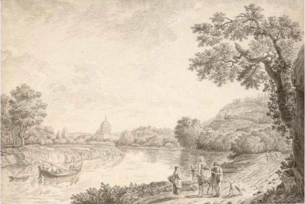 View Of Rome, With Travellers On A Path In The Foreground - view 1
