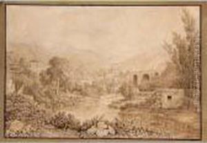 An Italianate River Landscape With A View Of Molina