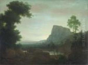 An Extensive Mountainous Landscape With The Flight From Egypt by Jacob Philipp Hackert