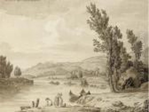 View Of The River Po From The 
Church Of The Madonna Del Pillone Near Turin, The Basilica Of Superga In
 The Background - view 1