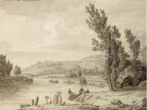 View Of The River Po From The 
Church Of The Madonna Del Pillone Near Turin, The Basilica Of Superga In
 The Background