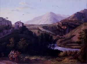 An Extensive Landscape With A 
View Of The Valerian Way And The Convent Of San Cosimato In The Distance