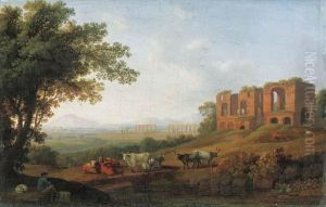 A View Of The Roman Campagna By The Appian Way by Jacob Philipp Hackert