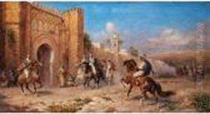 Orientalen Zu Pferde Vorstadtmauer