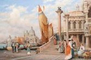 The Corner Of The Ducal Palace, Old Library And Santa Maria Della Salute, Venice