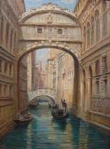 A Gondola Beneath The Bride Of Sighs , Venice