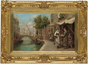 Fruit Sellers On A Venetian Backwater, Santa Maria Della Salutebeyond