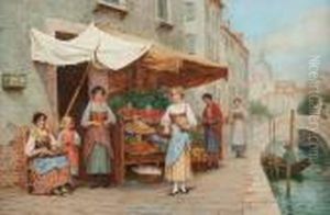 Fruit Stall, Venice by Arthur Trevor Haddon