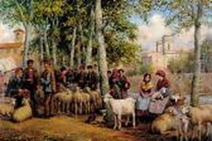 Italian Sheep Market Rba by Arthur Trevor Haddon