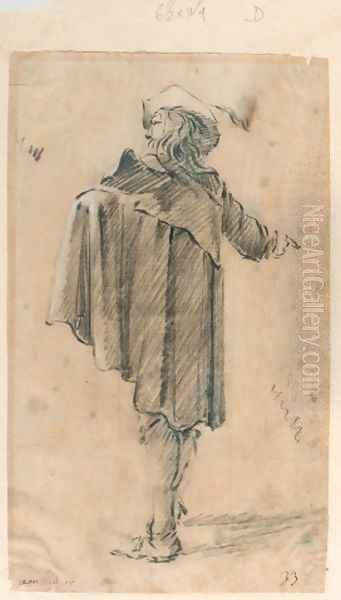 A man in a cape wearing a hat, seen from the side - view 1
