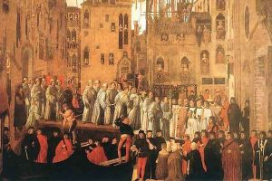 Miracle of the Relic of the Holy Cross in Campo San Lio c 1494