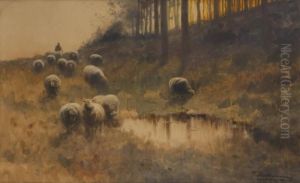Moutons A La Lisiere Dubois by Maurice Hagemans